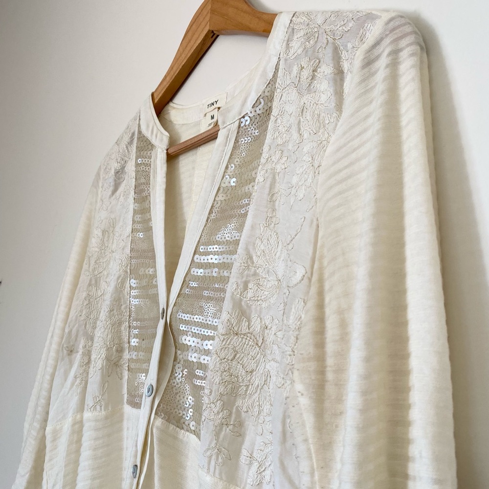 Anthropologie TINY Brand Embroidered Sequin Blouse